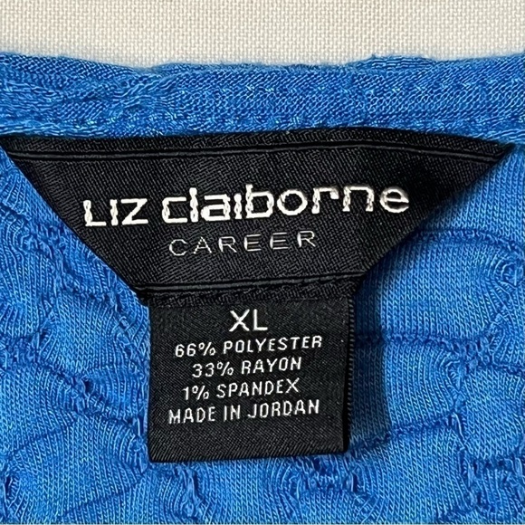 $5 ADD ON with $15+ Bundle Liz Claiborne Career Blue Knit Textured Top Sz XL EUC - Picture 4 of 9